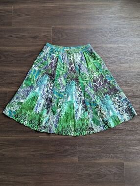 Choices Patchwork Midi Skirt Small 100% Cotton Fairy Whimsigoth Green Boho Y2K